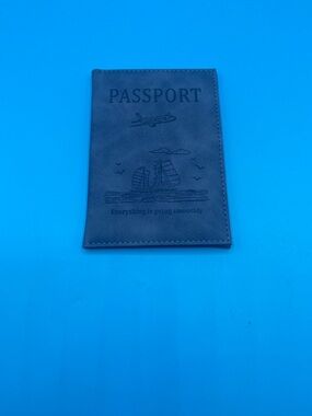 Embossed Gray Passport & Card Holder - Travel Cover